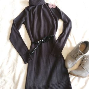 Gray Turtle Neck Sweater Dress